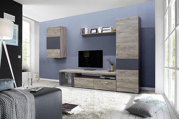 Wall Storage System «Amaranti» #3 (Amaranti_P563-02_01-P563-11-P563-15-P563-06_Dub-tobakko-sinkhro_Shagren-grafit-1.jpg) Wall Storage System «Amaranti» #3