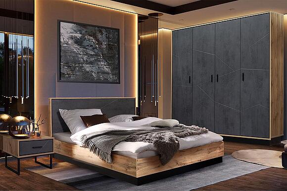 Bedroom set «Line» (Line_P620-02-P620-03-P620-04-P620-05-P620-01_Kamen-seryy-Dub-Votan.jpg) Bedroom set «Line»